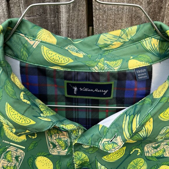 William Murray Golf Navy Polo “Lemon Life” Men’s Medium Green Cocktail Booze - Picture 8 of 12